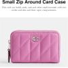 imageCoach Womens Quilted Essential Small Zip Around Card Case AccessoryTravelers Sleeves LHFuschia One Size