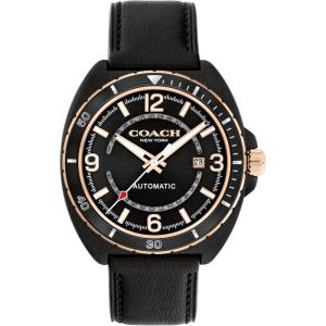imageCOACH Charter Mens Sport Automatic Watch  Calfskin Leather Strap  SelfWinding  Premium Fashion  Gift for Him 445mmBlackRose Gold