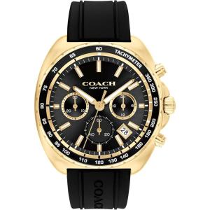 imageCoach Charter Mens Quartz Chronograph Watch Silicone Strap WaterResistant up to 3ATM  Sporty and Stylish  Gift for Him 445mmBlackGold