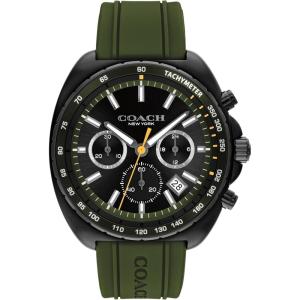 imageCoach Charter Mens Quartz Chronograph Watch Silicone Strap WaterResistant up to 3ATM  Sporty and Stylish  Gift for Him 445mmBlackGreen