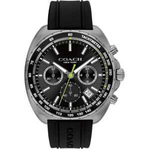 imageCoach Charter Mens Quartz Chronograph Watch Silicone Strap WaterResistant up to 3ATM  Sporty and Stylish  Gift for Him 445mmBlackGrey