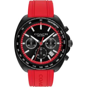 imageCoach Charter Mens Quartz Chronograph Watch Silicone Strap WaterResistant up to 3ATM  Sporty and Stylish  Gift for Him 445mmBlackRed