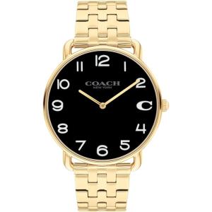 imageCoach Elliot 2H Quartz Watch for Men  Stainless Steel Wristwatch  Classic Minimalist  Water Resistant 3 ATM30 Meters  Premium Fashion Timepiece for Everyday Wear  41mmGold PlatedBlackWhite