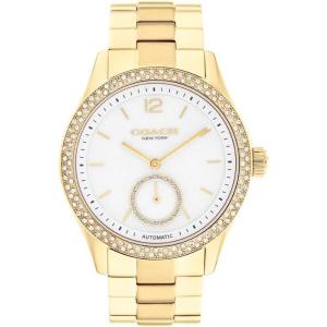 imageCOACH Brooks Womens Automatic Watch  38mm Stainless Steel Bracelet with CrystalSet Bezel  SelfWinding  Premium Everyday Fashion  Gift for HerGold Plated
