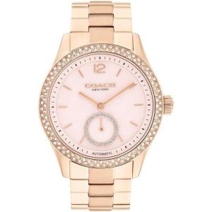 imageCOACH Brooks Womens Automatic Watch  38mm Stainless Steel Bracelet with CrystalSet Bezel  SelfWinding  Premium Everyday Fashion  Gift for HerRose Gold
