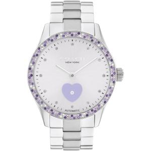 imageCOACH Brooks Womens Automatic Watch  38mm Stainless Steel Bracelet with CrystalSet Bezel  SelfWinding  Premium Everyday Fashion  Gift for HerSilverLavender
