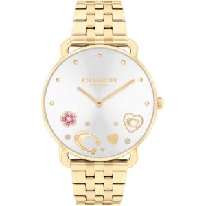 imageCoach Elliot Womens Watch  Sleek Design with Scattered Charms  Timeless Style for Every Occasion  Gift for Her  WaterResistant  36 mmGold PlatedSilver White
