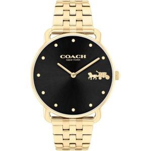 imageCoach Elliot Womens Watch  Sophisticated Elegance with Iconic Logo Detail  Premium Timepiece for Everyday Wear  Ideal Gift for Her  WaterResistant  36 mmGold PlatedBlack