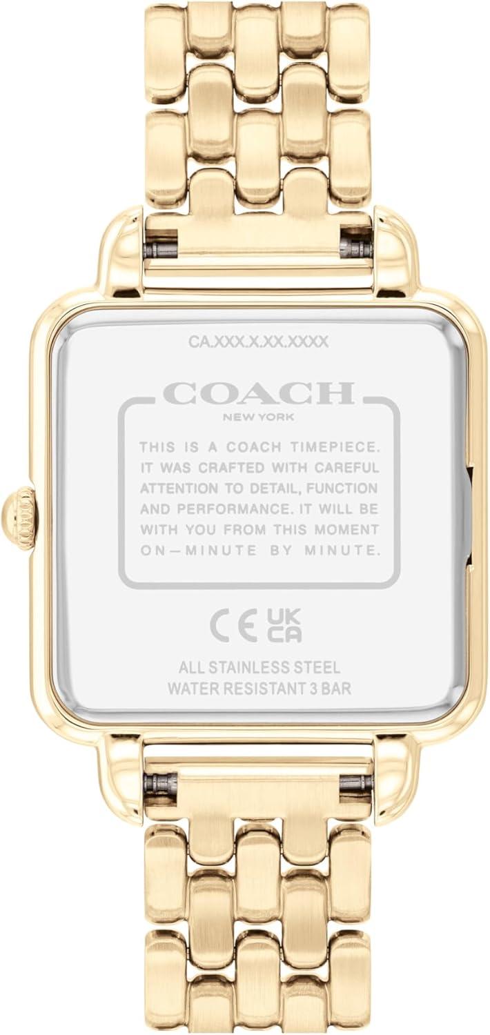 imageCOACH Cass Womens 2H Quartz Watch  28mm Square Stainless Steel Bracelet  Premium Fashion Timepiece  Gift for HerGold Plated