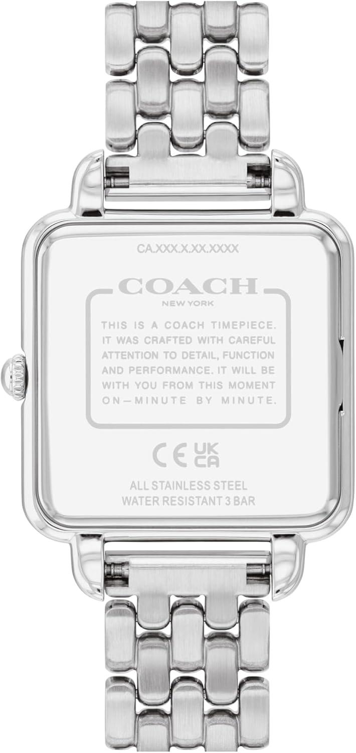 imageCOACH Cass Womens 2H Quartz Watch  28mm Square Stainless Steel Bracelet  Premium Fashion Timepiece  Gift for HerSilver
