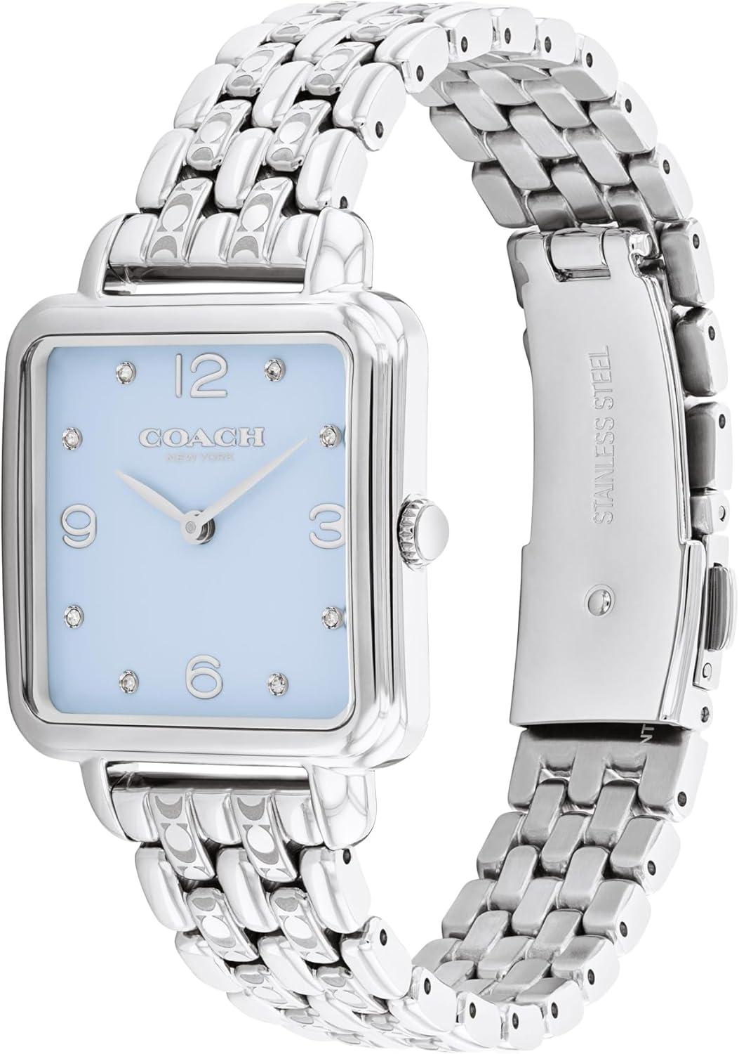 imageCOACH Cass Womens 2H Quartz Watch  28mm Square Stainless Steel Bracelet  Premium Fashion Timepiece  Gift for HerSilver