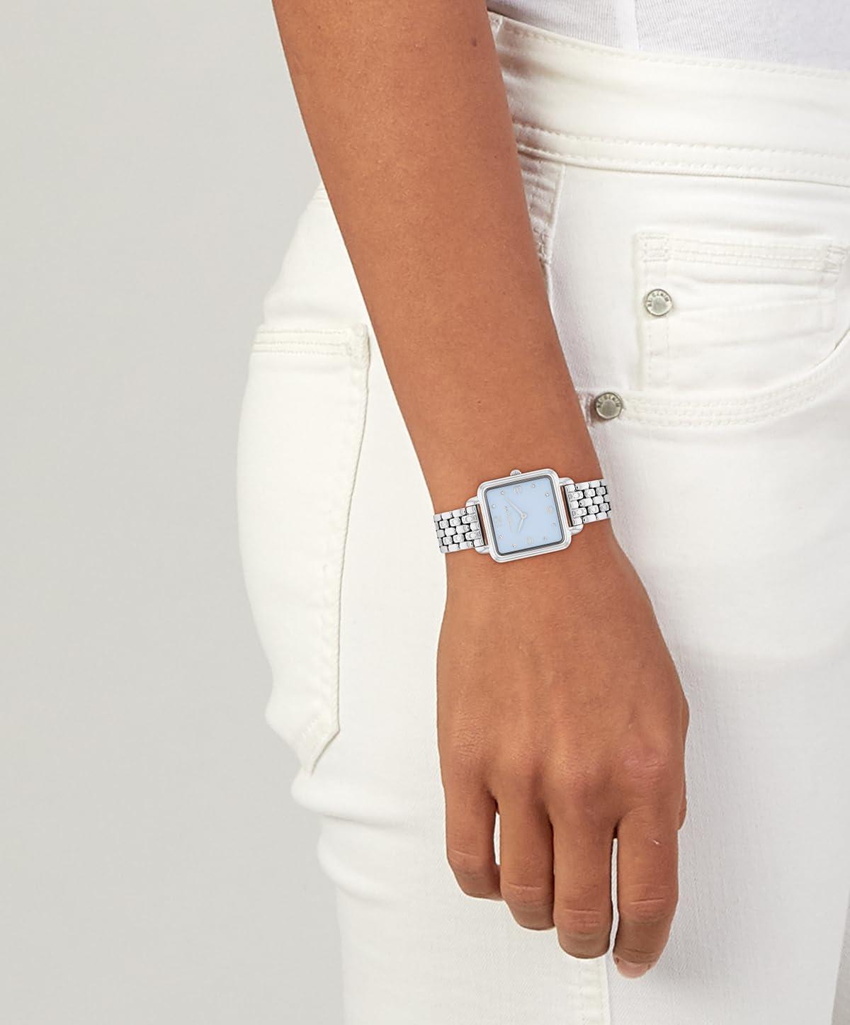 imageCOACH Cass Womens 2H Quartz Watch  28mm Square Stainless Steel Bracelet  Premium Fashion Timepiece  Gift for HerSilver