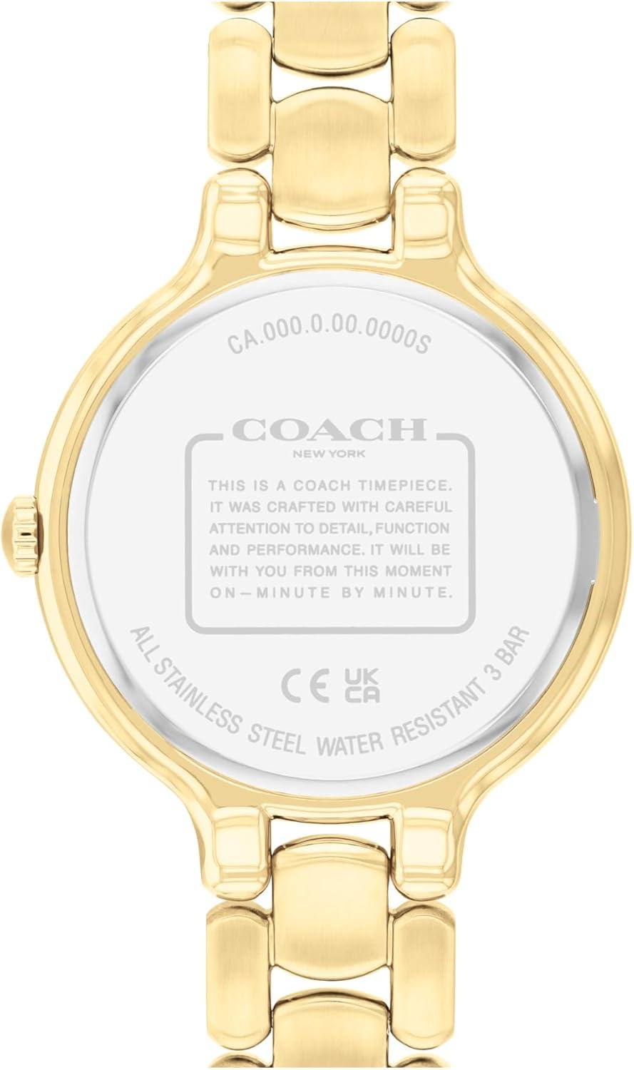 imageCOACH Chelsea Womens 2H Quartz Watch  36mm Stainless Steel Bracelet  CrystalSet Bezel with Floral Design  Premium Fashion Timepiece  Gift for HerGold Plated