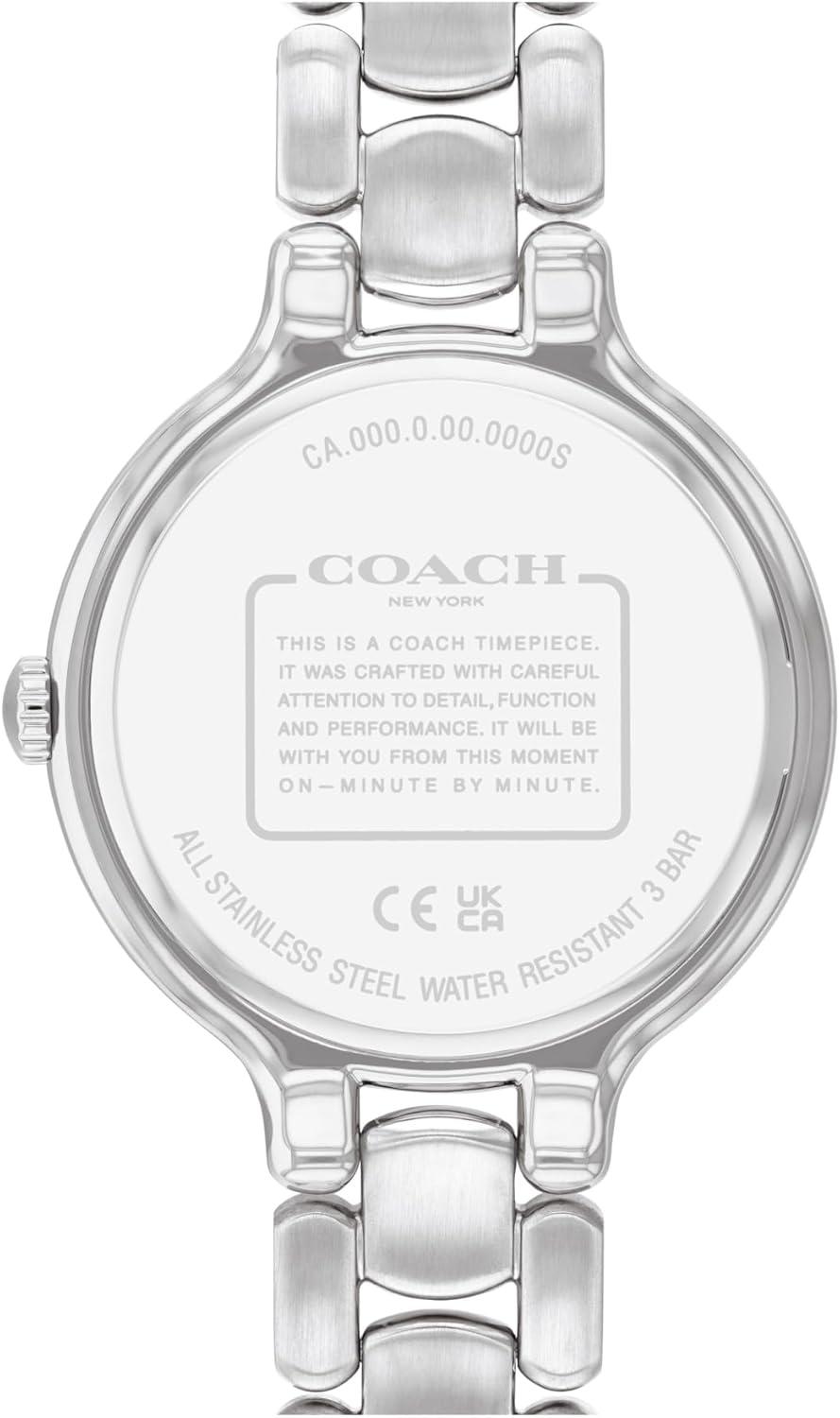 imageCOACH Chelsea Womens 2H Quartz Watch  36mm Stainless Steel Bracelet  CrystalSet Bezel with Floral Design  Premium Fashion Timepiece  Gift for HerSilver