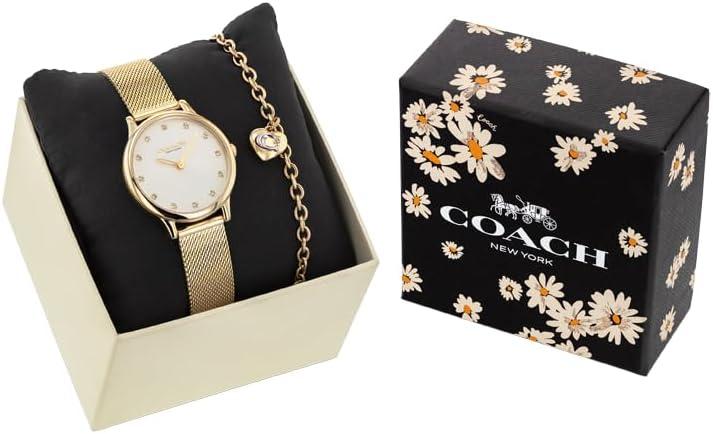 imageCOACH Chelsea Womens Watch and Jewelry Gift Set  Adjustable Watch with a Heart Charm Bracelet  2H Stainless Steel Mesh Watch  Water Resistant 3 ATM30 Meters Premium Fashion Gift for Her  32mm