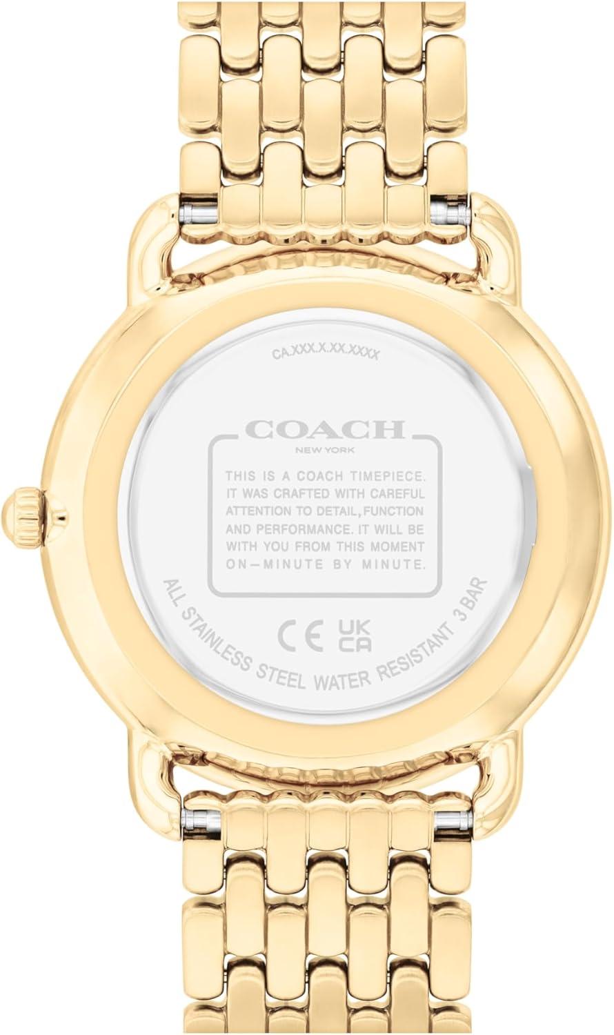 imageCOACH Elliot Womens 2H Quartz Watch  36mm Stainless Steel Bracelet  Colorful Floral Design  Premium Fashion  Gift for HerGold Plated