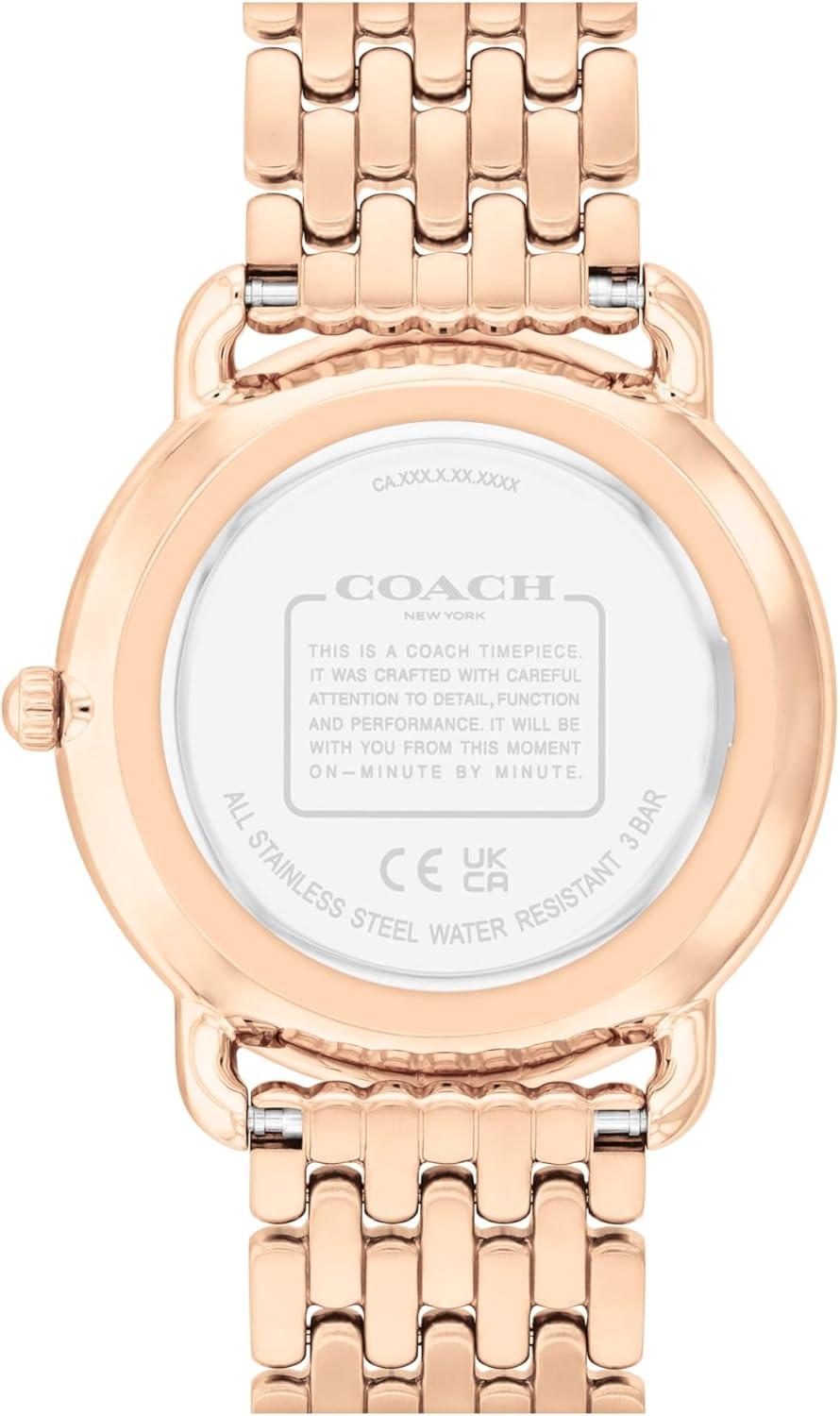 imageCOACH Elliot Womens 2H Quartz Watch  36mm Stainless Steel Bracelet  Colorful Floral Design  Premium Fashion  Gift for HerRose Gold