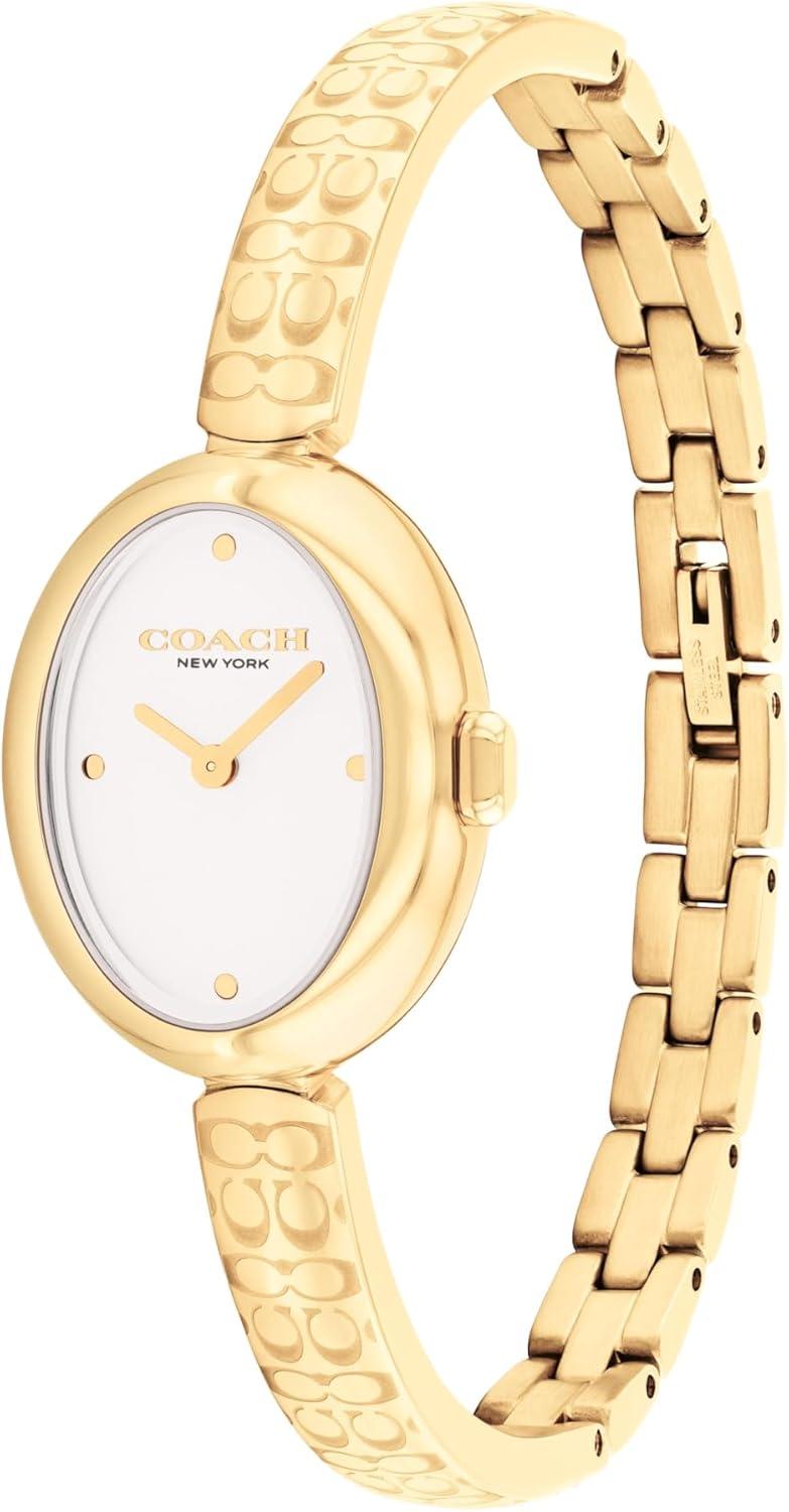 imageCOACH Sammy Womens 2H Quartz Watch  JewelryInspired 225mm Bangle Watch  Modern and Elegant Everyday Timepiece  Gift for HerGold PlatedWhite
