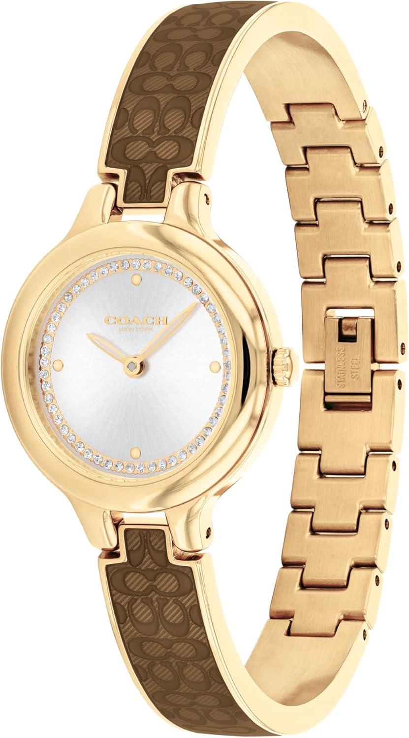 imageCoach Chelsea Womens Bangle Watch  2H Quartz Enamel Signature C and Crystals  Gift for Her  Premium Fashion Timepiece for All Occasions  Adjustable  27mmGold Plated