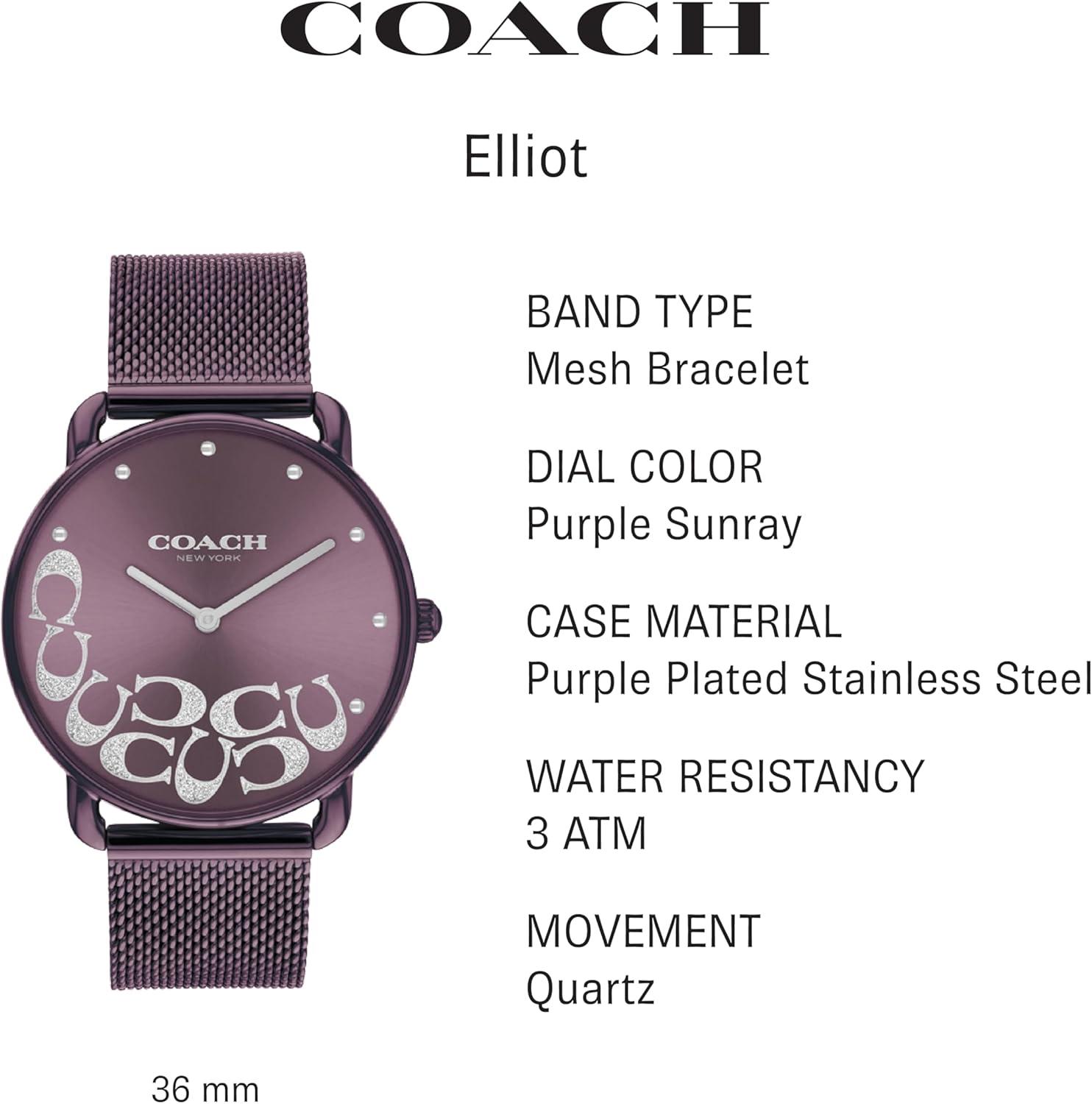 imageCoach Elliot Womens Watch  Sleek Design with Scatter Cs  Timeless Style for Any Occasion  Gift for Her  WaterResistant  36 mmPurple