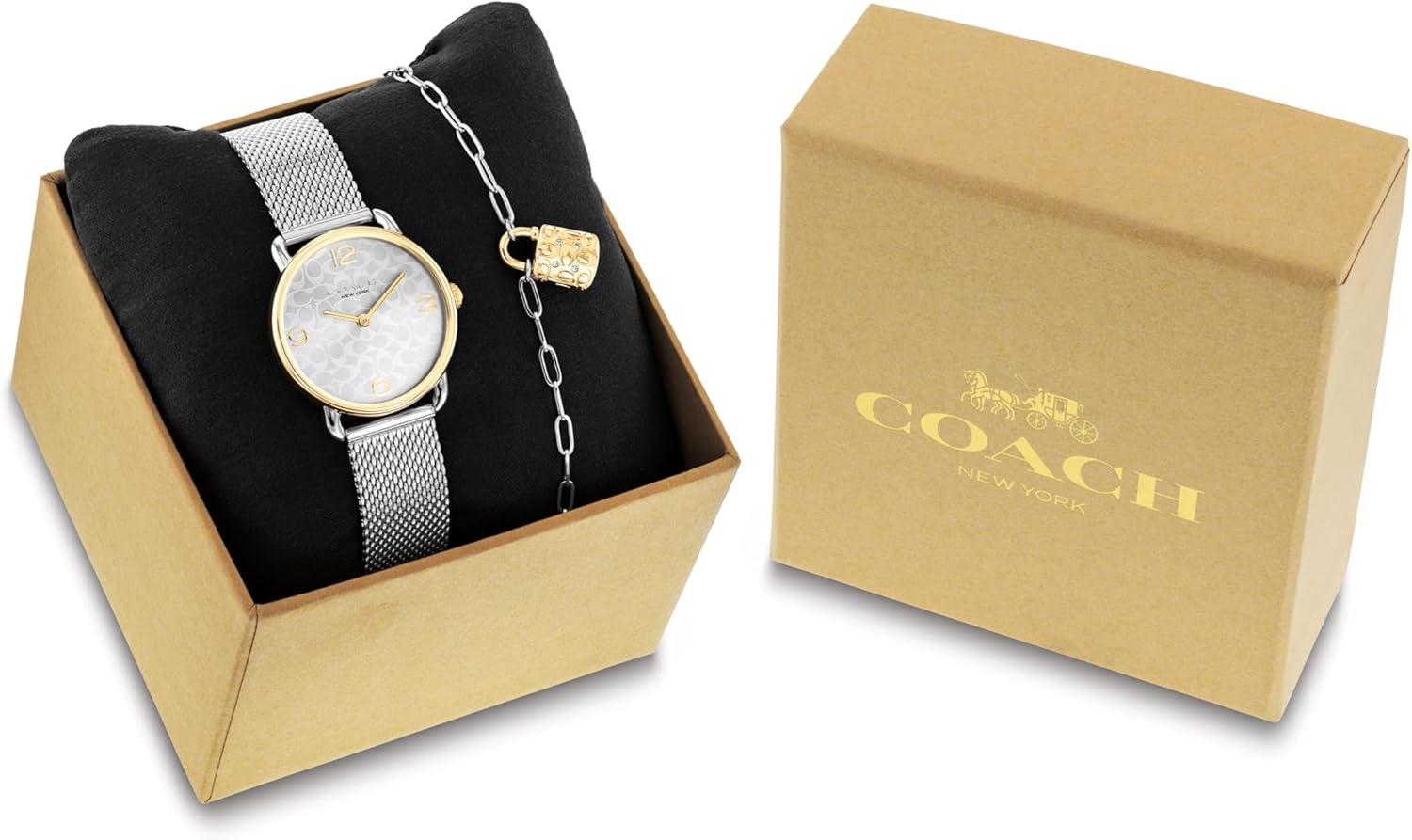 imageCoach Elliot Womens Watch and Jewelry Gift Set  Adjustable Slider Bracelet Signature Charm  2H Quartz Watch  Mesh Bracelet  3ATM Water Resistant  Designed for Day or Night  28mm