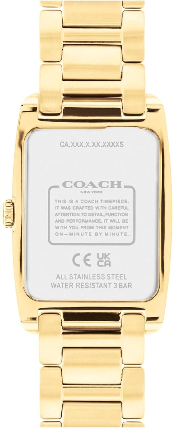 imageCoach Reese Womens Watch  2H Quartz Tank Watch with CrystalSet Link Bracelet  Water Resistant 3 ATM30 Meters  Gift for Her  Premium Fashion Timepiece for Every Occasion  24mmGold Plated