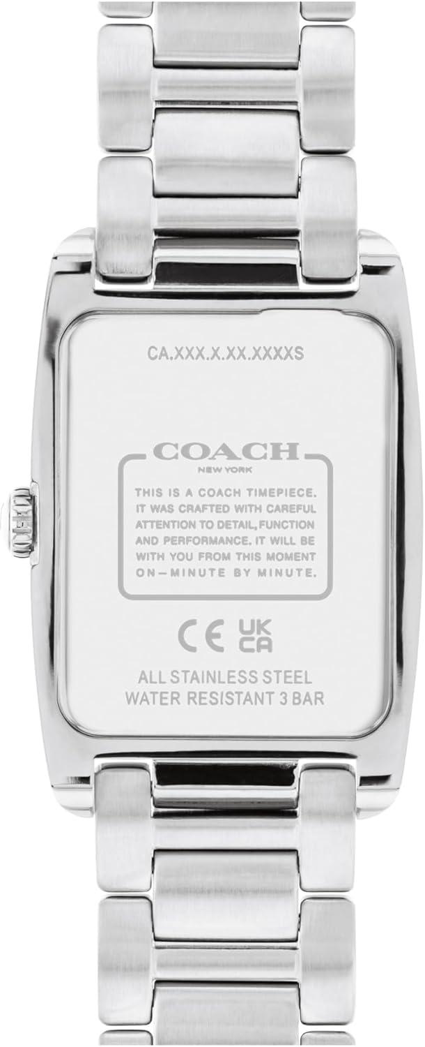 imageCoach Reese Womens Watch  2H Quartz Tank Watch with CrystalSet Link Bracelet  Water Resistant 3 ATM30 Meters  Gift for Her  Premium Fashion Timepiece for Every Occasion  24mmSilver