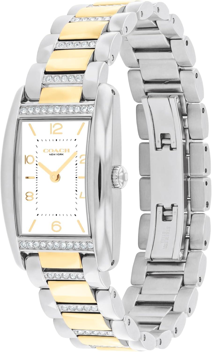 imageCoach Reese Womens Watch  2H Quartz Tank Watch with CrystalSet Link Bracelet  Water Resistant 3 ATM30 Meters  Gift for Her  Premium Fashion Timepiece for Every Occasion  24mmTwo Tone