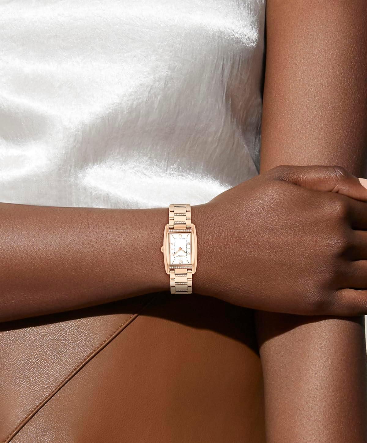 imageCoach Reese Womens Watch  2H Quartz Tank Watch with CrystalSet Link Bracelet  Water Resistant 3 ATM30 Meters  Gift for Her  Premium Fashion Timepiece for Every Occasion  24mmRose Gold
