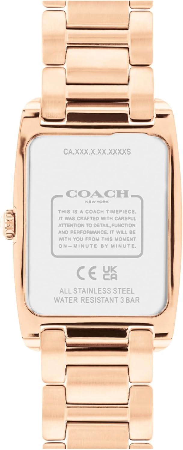imageCoach Reese Womens Watch  2H Quartz Tank Watch with CrystalSet Link Bracelet  Water Resistant 3 ATM30 Meters  Gift for Her  Premium Fashion Timepiece for Every Occasion  24mmRose Gold