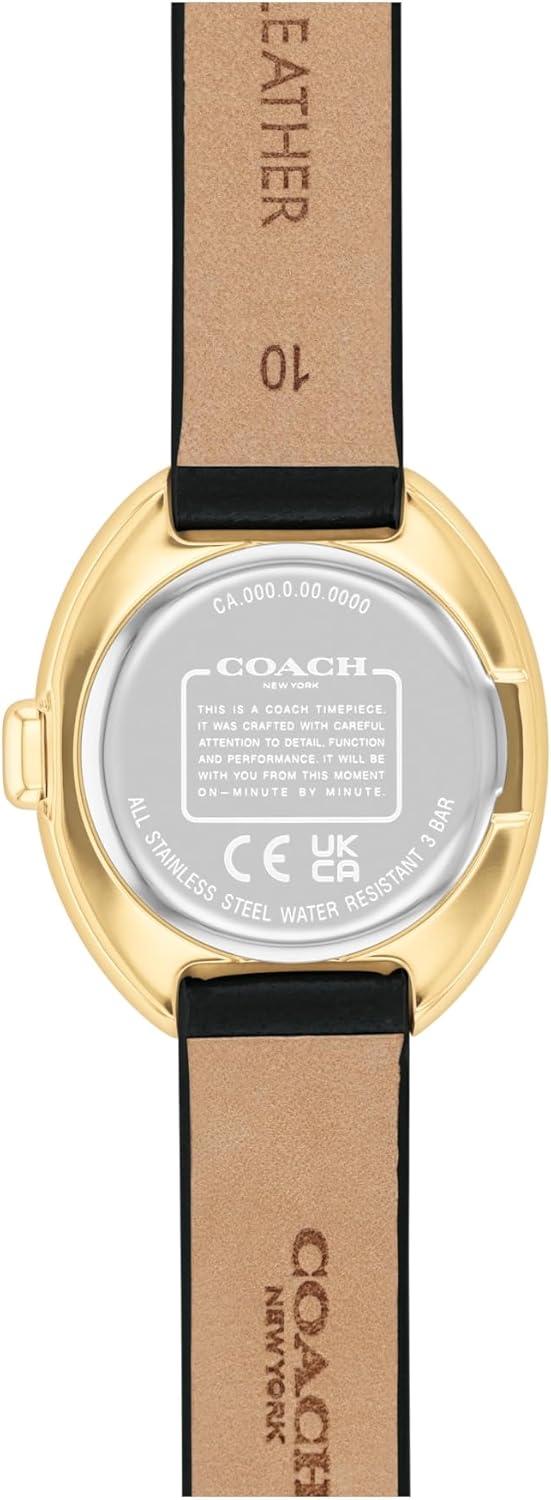 imageCoach Sammy Womens  2H Quartz Watch  Calfskin Leather Strap  Water Resistant up to 3ATM30 Meters  Gift for Her  Modern Design  Perfect for Everyday Wear  225mmBlack