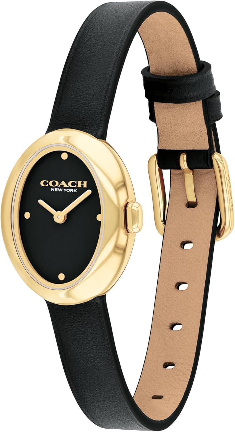 imageCoach Sammy Womens  2H Quartz Watch  Calfskin Leather Strap  Water Resistant up to 3ATM30 Meters  Gift for Her  Modern Design  Perfect for Everyday Wear  225mmBlack