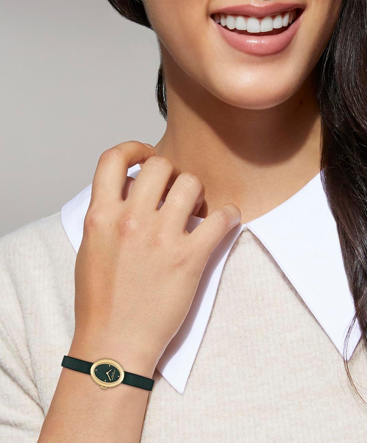 imageCoach Sammy Womens  2H Quartz Watch  Calfskin Leather Strap  Water Resistant up to 3ATM30 Meters  Gift for Her  Modern Design  Perfect for Everyday Wear  225mmGreen