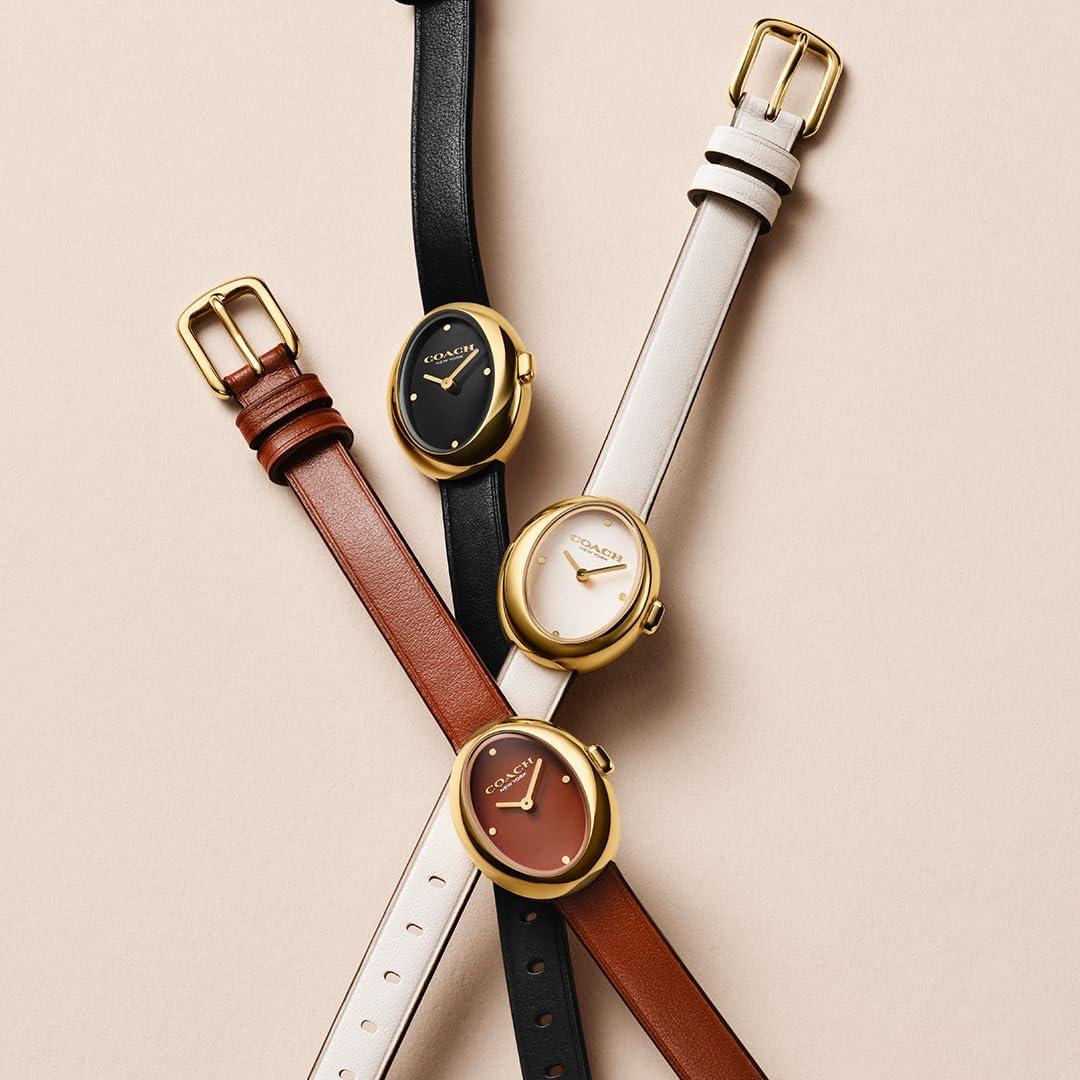 imageCoach Sammy Womens  2H Quartz Watch  Calfskin Leather Strap  Water Resistant up to 3ATM30 Meters  Gift for Her  Modern Design  Perfect for Everyday Wear  225mmChalk