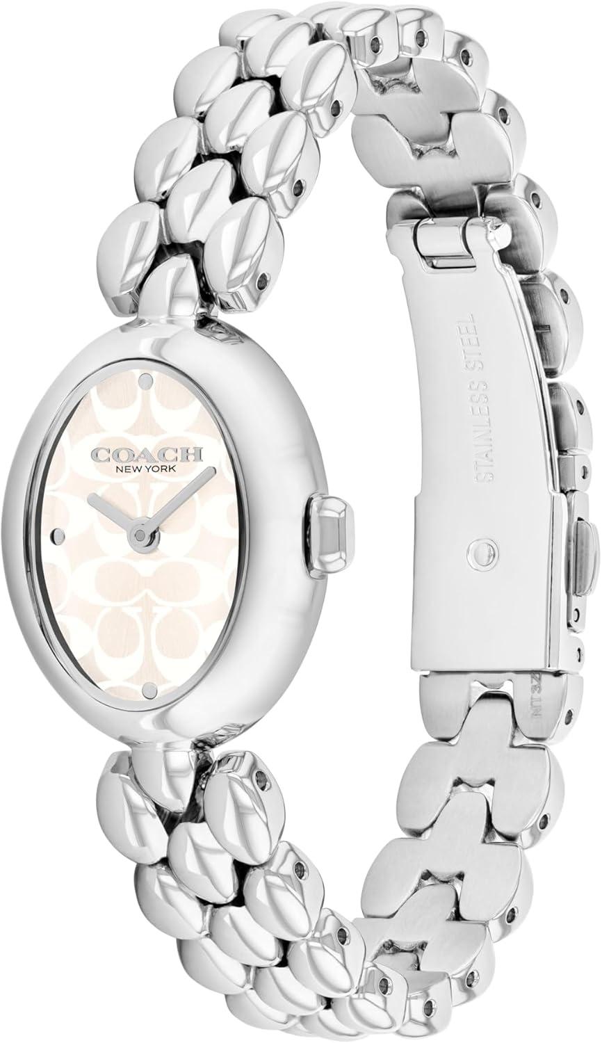 imageCoach Sammy Womens  2H Quartz Watch  Stainless Steel Bracelet  Water Resistant up to 3ATM30 Meters  Gift for Her  Modern Design  Perfect for Everyday Wear  225mmSilver  White