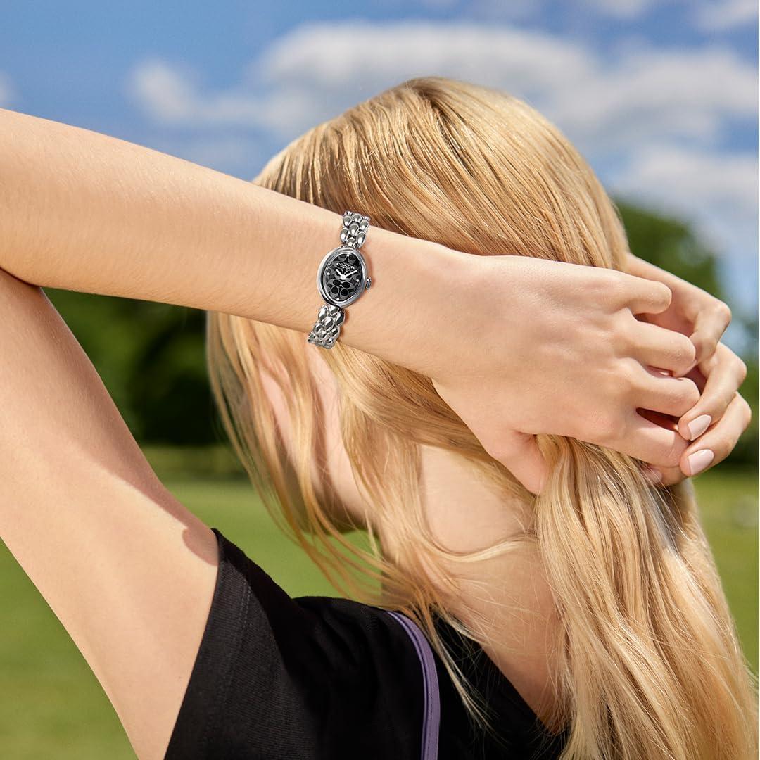 imageCoach Sammy Womens  2H Quartz Watch  Stainless Steel Bracelet  Water Resistant up to 3ATM30 Meters  Gift for Her  Modern Design  Perfect for Everyday Wear  225mmSilver  Black
