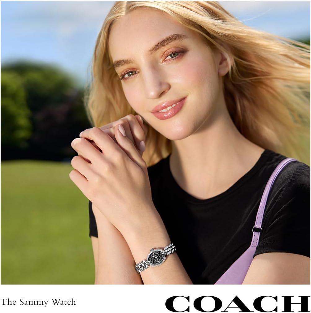 imageCoach Sammy Womens  2H Quartz Watch  Stainless Steel Bracelet  Water Resistant up to 3ATM30 Meters  Gift for Her  Modern Design  Perfect for Everyday Wear  225mmSilver  Black