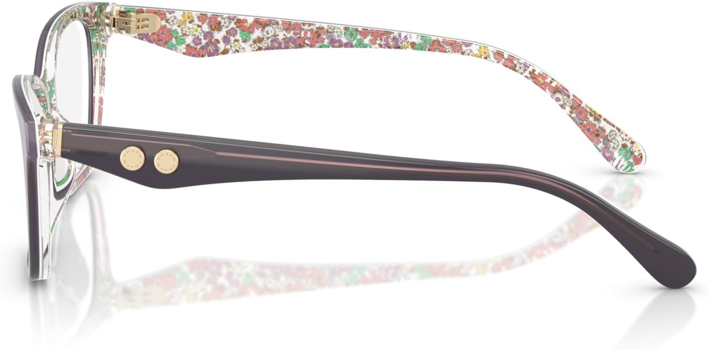 imageCoach Womens Hc6248u Rivet Universal Fit Cat Eye Prescription Eyewear FramesMilky VioletFloral FieldDemo Lens
