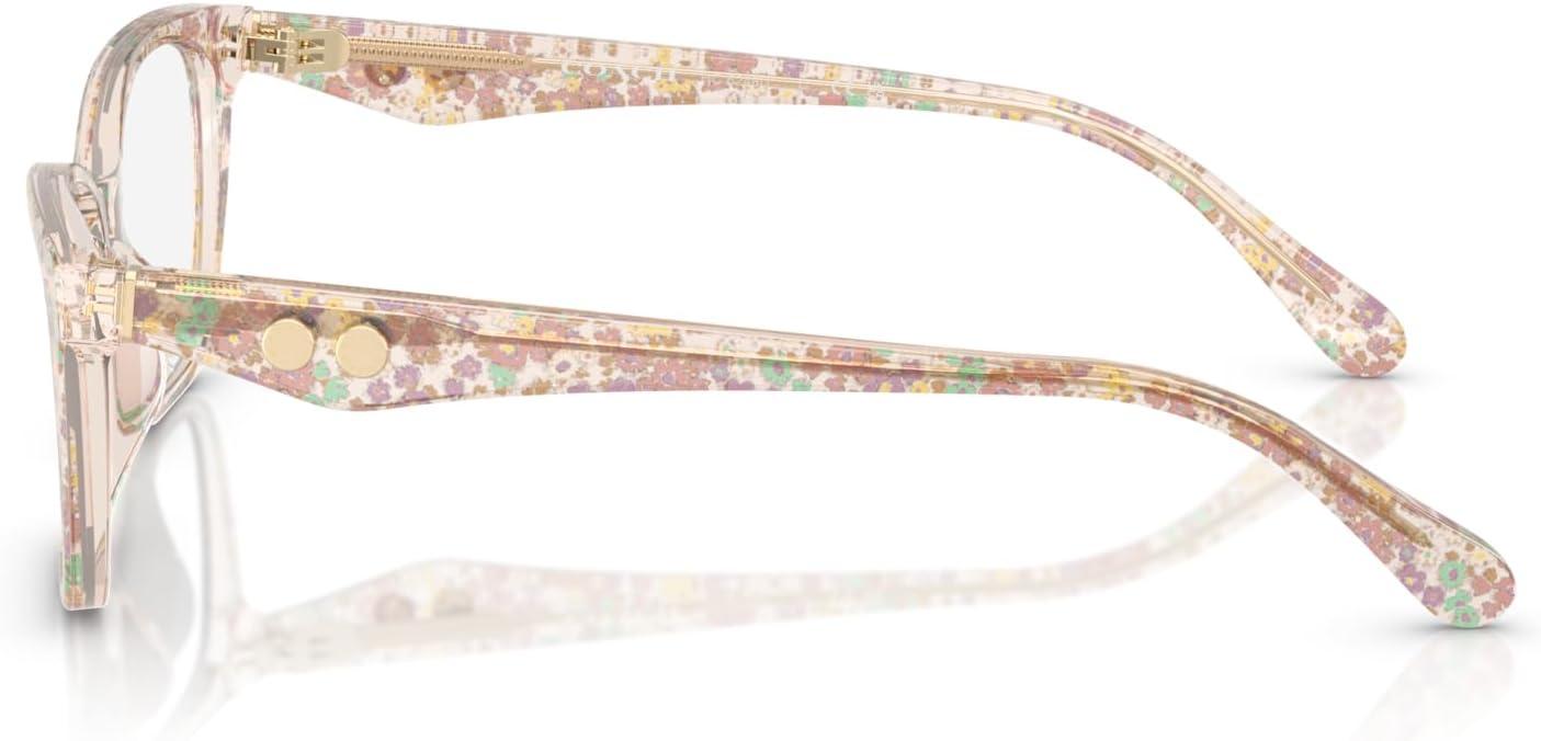 imageCoach Womens Hc6248u Rivet Universal Fit Cat Eye Prescription Eyewear FramesTransparentFloral FieldDemo Lens