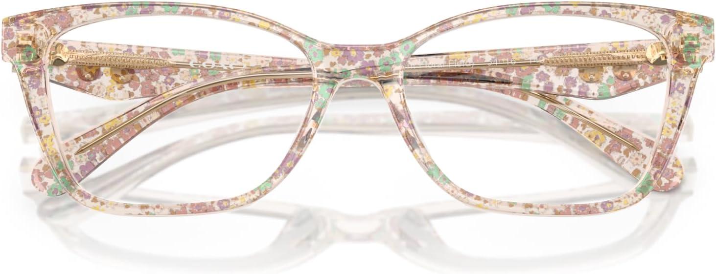 imageCoach Womens Hc6248u Rivet Universal Fit Cat Eye Prescription Eyewear FramesTransparentFloral FieldDemo Lens