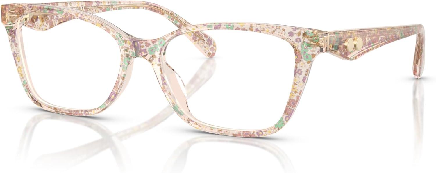 imageCoach Womens Hc6248u Rivet Universal Fit Cat Eye Prescription Eyewear FramesTransparentFloral FieldDemo Lens