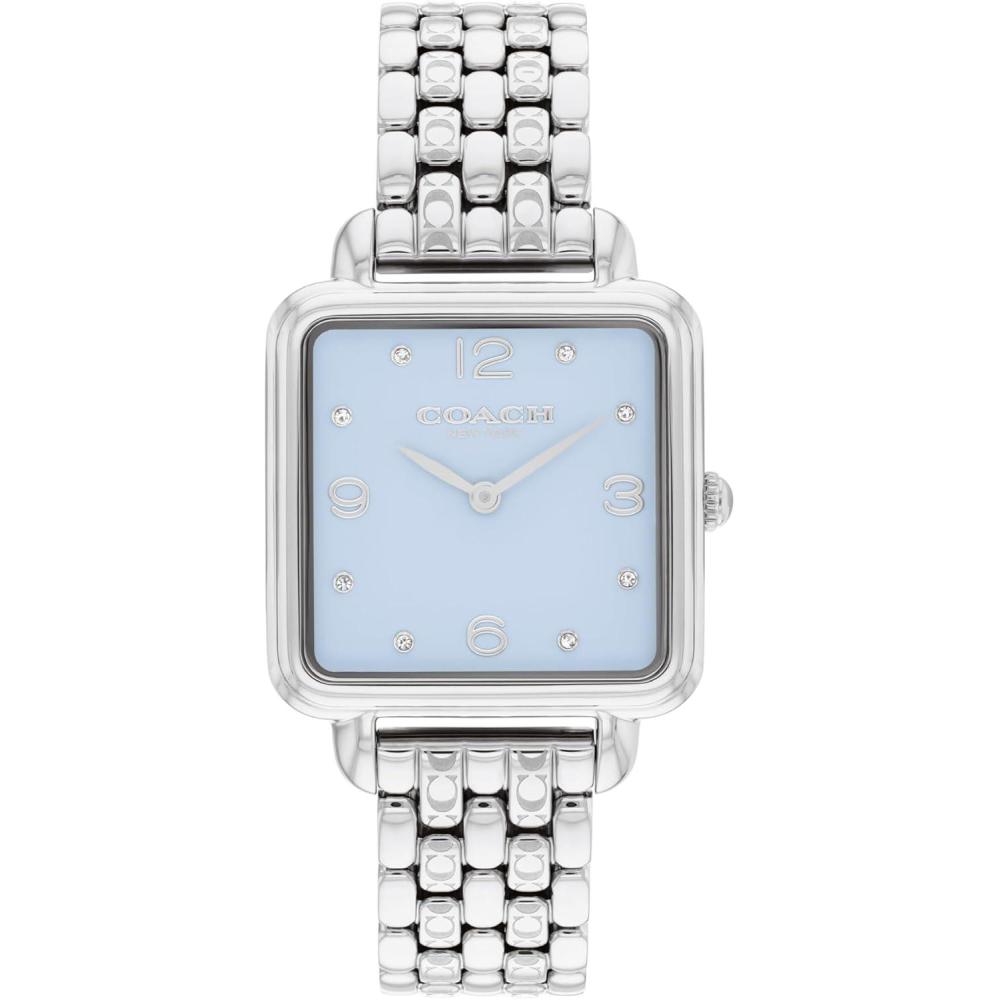 imageCOACH Cass Womens 2H Quartz Watch  28mm Square Stainless Steel Bracelet  Premium Fashion Timepiece  Gift for HerSilver