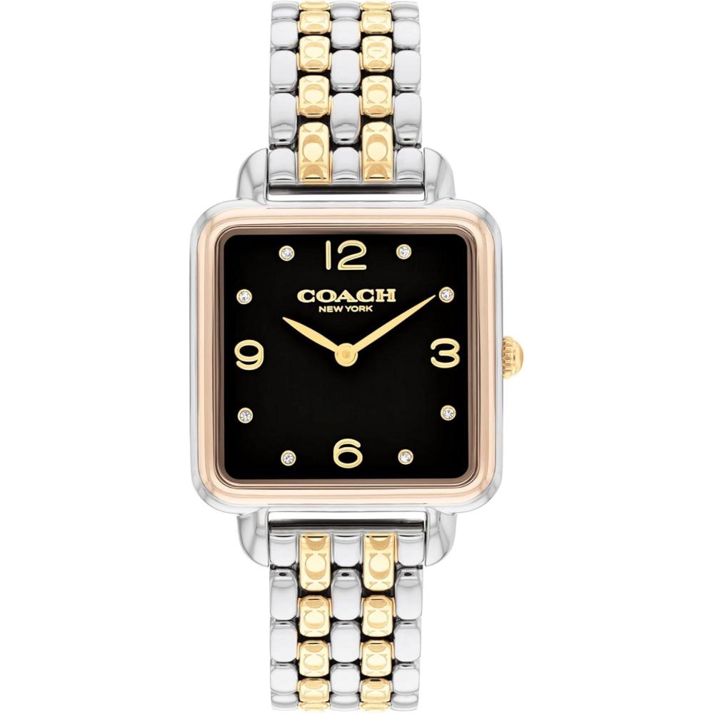 imageCOACH Cass Womens 2H Quartz Watch  28mm Square Stainless Steel Bracelet  Premium Fashion Timepiece  Gift for HerSilverGold Plated