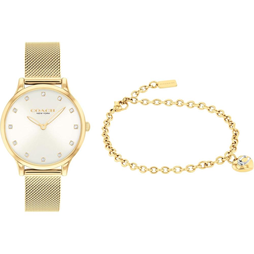 imageCOACH Chelsea Womens Watch and Jewelry Gift Set  Adjustable Watch with a Heart Charm Bracelet  2H Stainless Steel Mesh Watch  Water Resistant 3 ATM30 Meters Premium Fashion Gift for Her  32mm