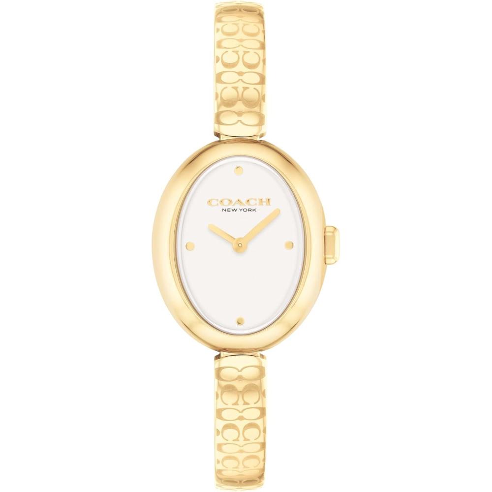 imageCOACH Sammy Womens 2H Quartz Watch  JewelryInspired 225mm Bangle Watch  Modern and Elegant Everyday Timepiece  Gift for HerGold PlatedWhite