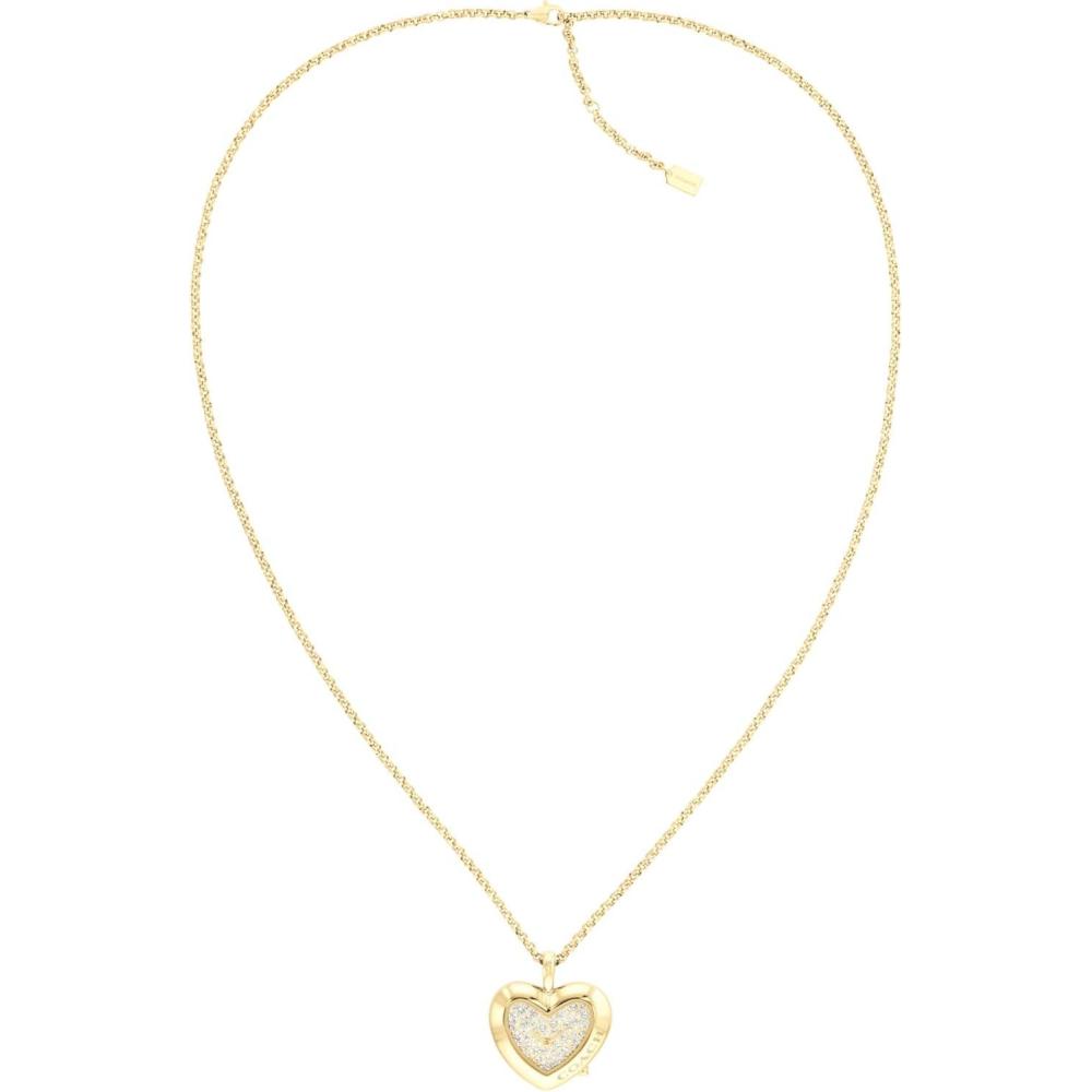 imageCOACH Womens Heart Watch Necklace  28mm 2H Quartz Watch with Stainless Steel Jewelry Chain  Gold Heart Design  Timeless Elegance  Gift for HerSilver