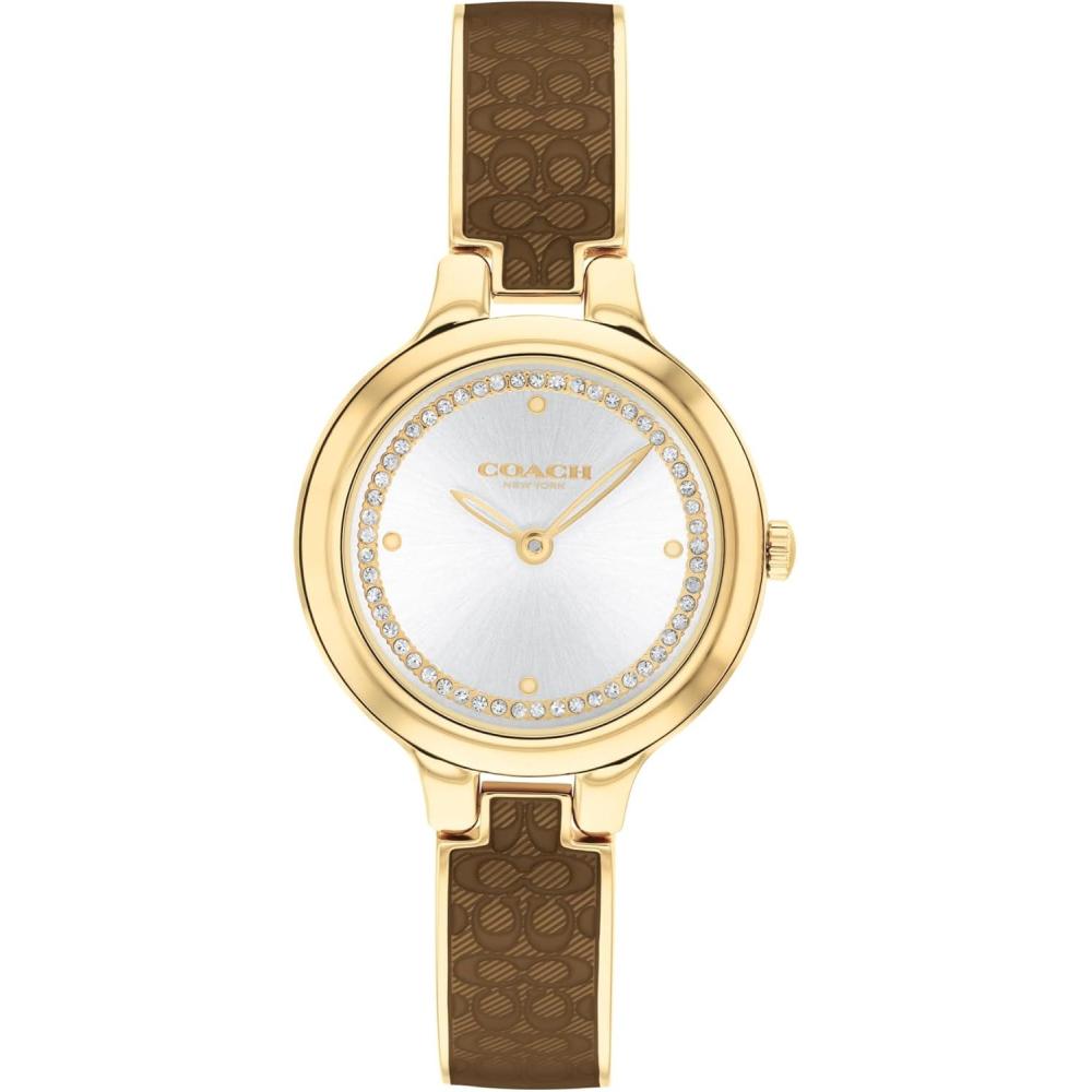 imageCoach Chelsea Womens Bangle Watch  2H Quartz Enamel Signature C and Crystals  Gift for Her  Premium Fashion Timepiece for All Occasions  Adjustable  27mmGold Plated
