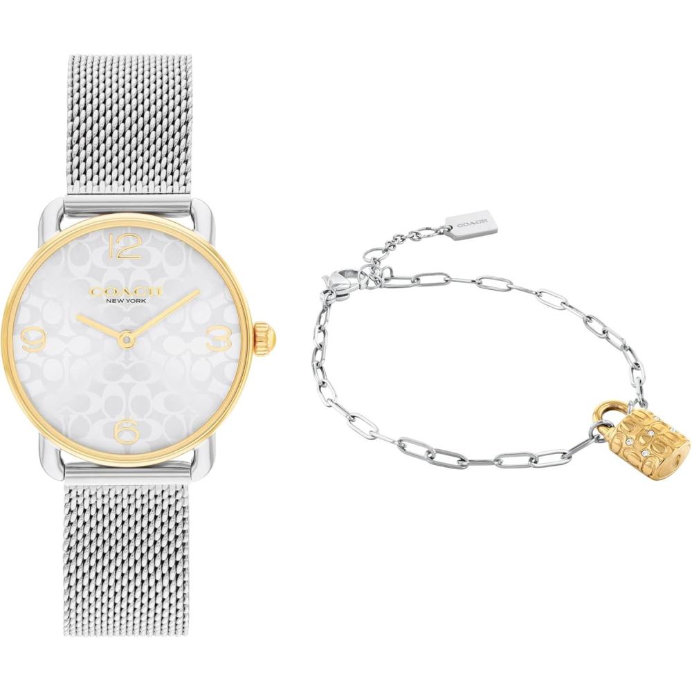 imageCoach Elliot Womens Watch and Jewelry Gift Set  Adjustable Slider Bracelet Signature Charm  2H Quartz Watch  Mesh Bracelet  3ATM Water Resistant  Designed for Day or Night  28mm