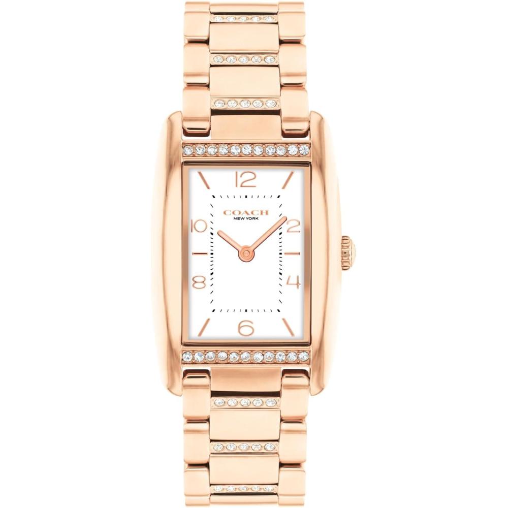 imageCoach Reese Womens Watch  2H Quartz Tank Watch with CrystalSet Link Bracelet  Water Resistant 3 ATM30 Meters  Gift for Her  Premium Fashion Timepiece for Every Occasion  24mmRose Gold