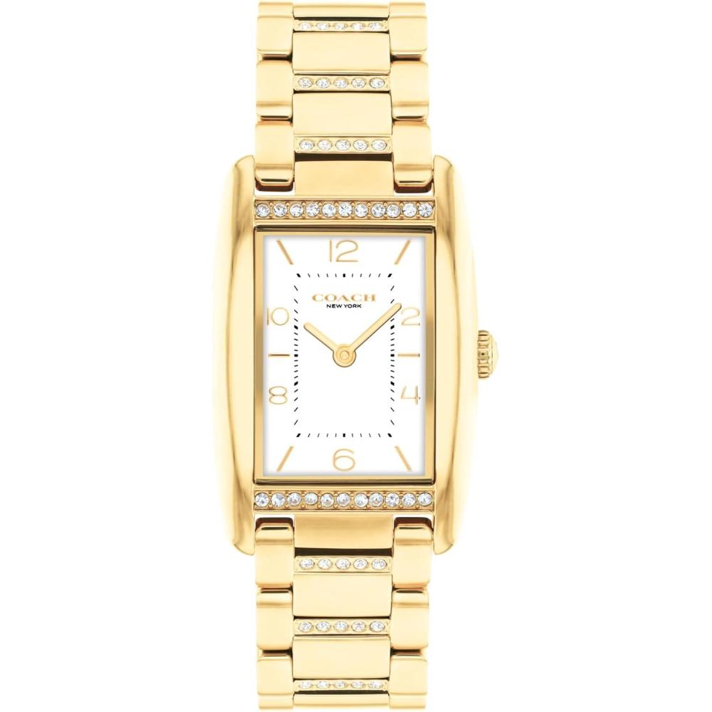 imageCoach Reese Womens Watch  2H Quartz Tank Watch with CrystalSet Link Bracelet  Water Resistant 3 ATM30 Meters  Gift for Her  Premium Fashion Timepiece for Every Occasion  24mmGold Plated